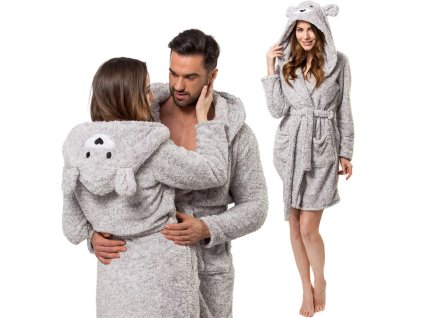 Dámsky župan sivý medvedík L