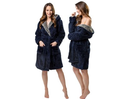 Dámsky župan Jordan modro-sivý L