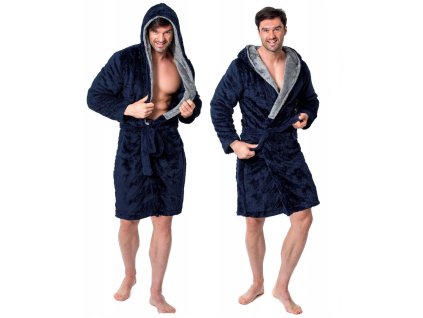 Pánsky župan Comfort šedo-modrá L