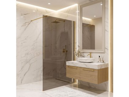 Sprchová zástena Rea Flexi Brown/ Brush Gold 120