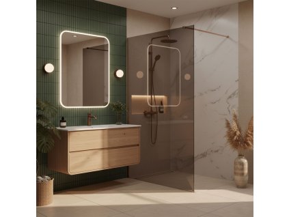 Sprchová zástena Rea Flexi Brown/ Brush Copper 140
