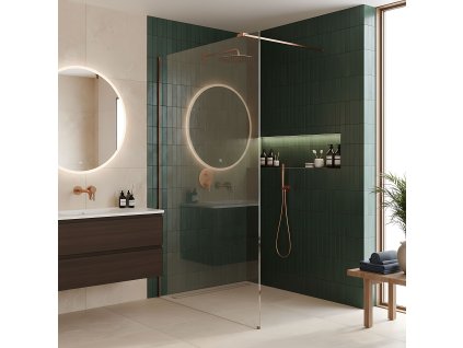 Sprchová zástena Rea Flexi Transparent / Brush Copper 90