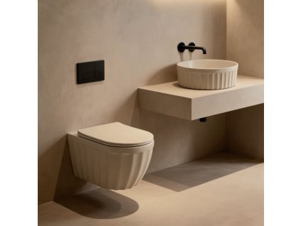 Súprava: Závesná WC misa + Umývadlo na dosku Rea Duo Caffe Latte Matt