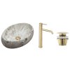 Sada Linda Kameň/mramor + vysoká batéria Lungo zlatá + univerzálny zlatý výpust
