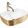 Rea Belinda umývadlo na dosku 46,5 x 33 x 13,5 cm, biela-zlatá, REA-U7422