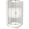 Mexen Rio polkruhový sprchový kút 90 x 90 cm, pruhovaný, zlatý + Rio sprchová vanička, biela - 863-090-090-50-20-4710