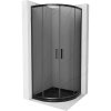 Mexen Rio sprchový kút štvrťkruhový 80 x 80 cm, šedé sklo, profil čierny + sprchová vanička Flat, čierna -863-080-080-70-40-4170B