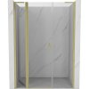 Sprchové dvere Mexen Mist L Swing 160 cm, transparentné, brúsené zlaté - 8A4L-160-001-55-00