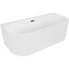 Mexen Sella voľne stojaca nástenná vaňa s ryhovaním 150 x 75 cm, biela lesklá, čierny prepad - 52711507500-70