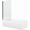 Mexen Cubik vaňa obdĺžniková 150 x 70 cm s panelom a zástenou 1-krídlovou 70 cm, priehľadné sklo, čierny - 550315070X9007017000
