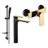 Sprchová súprava Mexen Alfa DF49, čierna/zlatá - 745714DF49-75