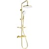 Mexen KT05 nástenná sprchová súprava s dažďovou sprchou, termostatická batéria, zlatá/biela - 771500593-50