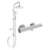 Mexen Erik nástenná sprchová súprava s dažďovou sprchou, termostatická sprchová batéria Kai, chróm - 77100205-00