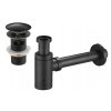 Mexen kruhový umývadlový sifón s klikacou zátkou, s prepadom, čierny - 7992050-70