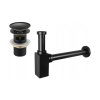 Mexen štvorcový umývadlový sifón so zátkou na zacvaknutie, s prepadom, antická čierna - 7992060-79