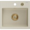 Granitový drez Mexen Milo s 1 misou 435 x 410 mm, béžový, zlatý sifón - 6505441000-69-G