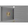 Granitový drez Mexen Cesar s 1 misou a odkapávačom 775 x 470 mm, sivý, zlatý sifón - 6514771010-71-G
