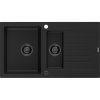 Granitový drez Mexen Matias s 1,5 miskou a odkapávačom 900 x 505 mm, čierny, čierny sifón - 6502901505-77-B