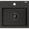 Granitový drez Mexen Milo s 1 misou 435 x 410 mm, čierna/zlatá metalíza, čierny sifón - 6505441000-75-B