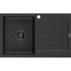 Granitový drez Mexen Bruno s 1 misou a odkapávačom 795 x 495 mm, čierna/zlatá metalíza, čierny sifón - 6513791010-75-B