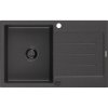 Granitový drez Mexen Bruno s 1 misou a odkapávačom 795 x 495 mm, čierny bodkovaný, čierny sifón - 6513791010-76-B