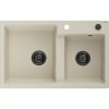 Mexen Tomas 2-komorový granitový drez 800 x 500 mm, béžový, čierny sifón - 6516802000-69-B