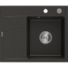 Granitový drez Mexen Ben s 1 misou a odkapávačom vpravo 600 x 500 mm, čierna/zlatá metalíza, chrómový sifón - 6523605000-75