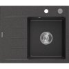 Granitový drez Mexen Ben s 1 misou a odkapávačom vpravo 600 x 500 mm, čierny bodkovaný, chrómový sifón - 6523605000-76