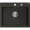 Granitový drez Mexen Elix s 1 misou 600 x 500 mm, čierna/zlatá metalíza, chrómový sifón - 6525601005-75
