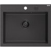 Granitový drez Mexen Elix s 1 misou 600 x 500 mm, čierny bodkovaný, čierny sifón - 6525601005-76-B