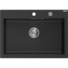 Granitový drez Mexen Elix s 1 misou 700 x 500 mm, čierna/strieborná metalíza, chrómový sifón - 6526701005-73