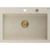 Granitový drez Mexen Elix s 1 misou 700 x 500 mm, béžový, zlatý sifón - 6526701005-69-G