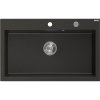 Granitový drez Mexen Elix s 1 misou 800 x 500 mm, čierna/zlatá metalíza, chrómový sifón - 6527801005-75