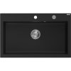 Granitový drez Mexen Elix s 1 misou 800 x 500 mm, čierny, chrómový sifón - 6527801005-77