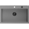 Granitový drez Mexen Elix s 1 misou 800 x 500 mm, sivý, čierny sifón - 6527801005-71-B