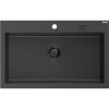 Granitový drez Mexen Elix s 1 misou 800 x 500 mm, čierny bodkovaný, čierny sifón - 6527801005-76-B