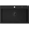 Granitový drez Mexen Elix s 1 misou 800 x 500 mm, čierny, zlatý sifón - 6527801005-77-B
