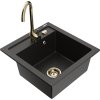 Granitový drez Mexen Vito s 1 misou a kuchynskou batériou Telma, čierna/zlatá metalíza - 6503-75-670200-50