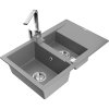 Granitový drez Mexen Gaspar s 1,5 misky, odkapávačom a kuchynskou batériou Rita, sivý - 6507-71-670300-00