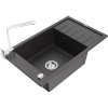 Granitový drez Mexen Elias s 1 misou, odkapávačom a batériou Rita, čierna škvrna - 6511-76-670300-00