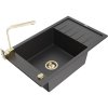 Granitový drez Mexen Elias s 1 misou, odkapávačom a kuchynskou batériou Rita, čierna škvrnitá - 6511-76-670300-50