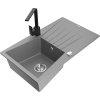 Granitový drez Mexen Cesar s 1 misou, odkapávačom a kuchynskou batériou Rita, sivý - 6514-71-670300-70