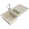 Granitový drez Mexen Andres s 1,5 miskou, odkapávačom a kuchynskou batériou Rita, béžový - 6515-69-670300-00