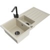 Granitový drez Mexen Andres s 1,5 miskou, odkapávačom a kuchynskou batériou Rita, béžový - 6515-69-670300-70