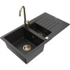 Granitový drez Mexen Matias s 1,5 misky, odkapávačom a kuchynskou batériou Telma, čierna/strieborná - 6502-73-670200-50