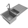 Granitový drez Mexen Andres s 1,5 misky, odkapávačom a kuchynskou batériou Rita, sivý - 6515-71-670300-71