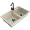 Mexen Tomas 2-komorový granitový drez s kuchynskou batériou Rita, béžový - 6516-69-670300-70