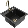 Granitový drez Mexen Vito s 1 misou a kuchynskou batériou Telma, čierna/strieborná metalíza - 6503-73-670200-50