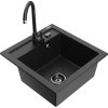 Granitový drez Mexen Vito s 1 misou a kuchynskou batériou Telma, čierna/strieborná metalíza - 6503-73-670200-70-B