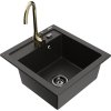 Granitový drez Mexen Vito s 1 misou a kuchynskou batériou Telma, čierna/zlatá metalíza - 6503-75-670200-50-B